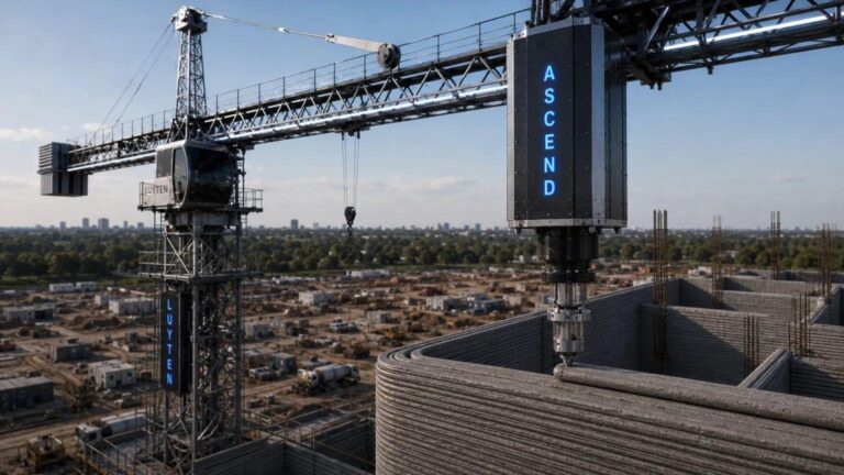 Kule vinç üzere çalışan 3D yazıcı tanıtıldı: 100 metreye kadar bina yapabiliyor